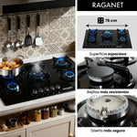 GETechShop - Estufa de Mesa y parrilla Arifow Bokoptyr 5 quemadores cristal templado negro